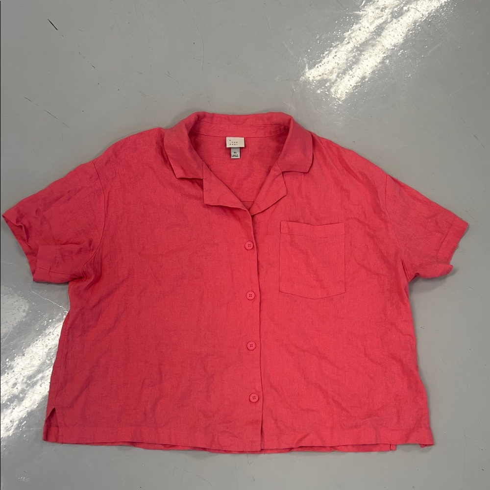a new day Pink Button-Up Top
